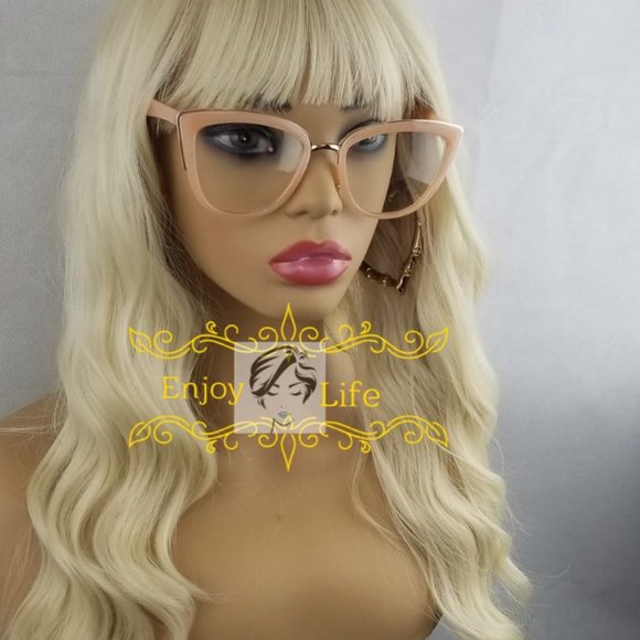 Sexy Blonde body wave bang human hair wig main image 5